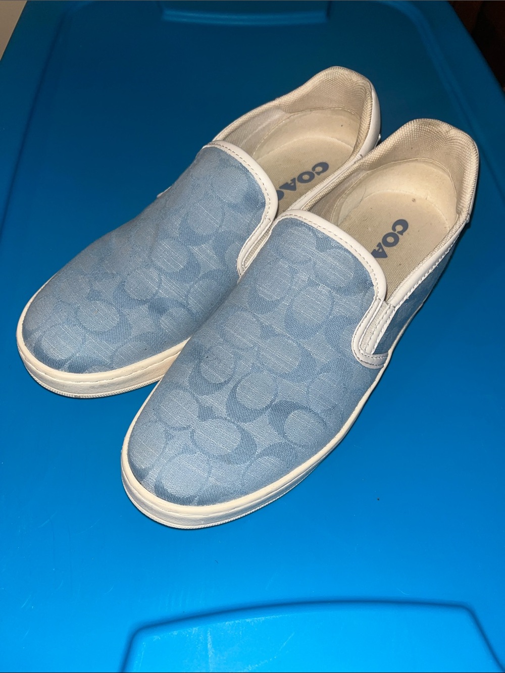 Coach Light Blue Signature Slip-On Shoes - Picture 3 of 7